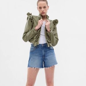 NWT GAP X LOVESHACKFANCY ruffle cropped utility jacket size SMALL